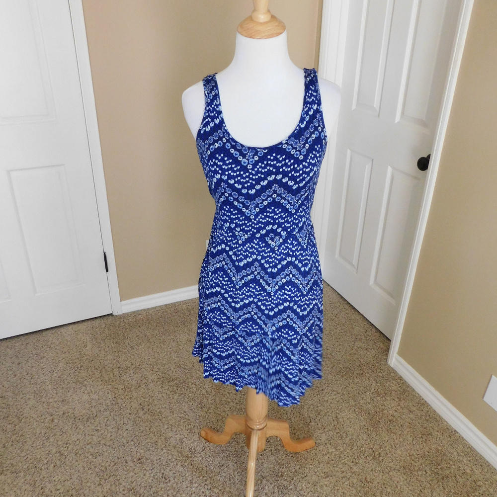 Blue and White Floral Summer Sun Dress